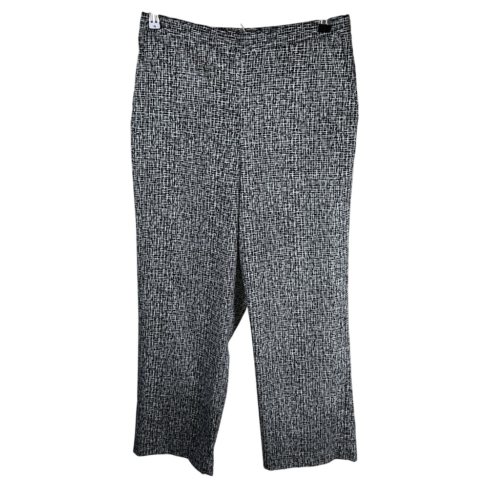 Alfred Dunner Petite Womens Black White Geometric Print Straight Leg Pants 10P